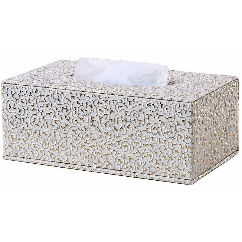 Rectangular Leather Tissue Box for Home/Office/Car (Gold)