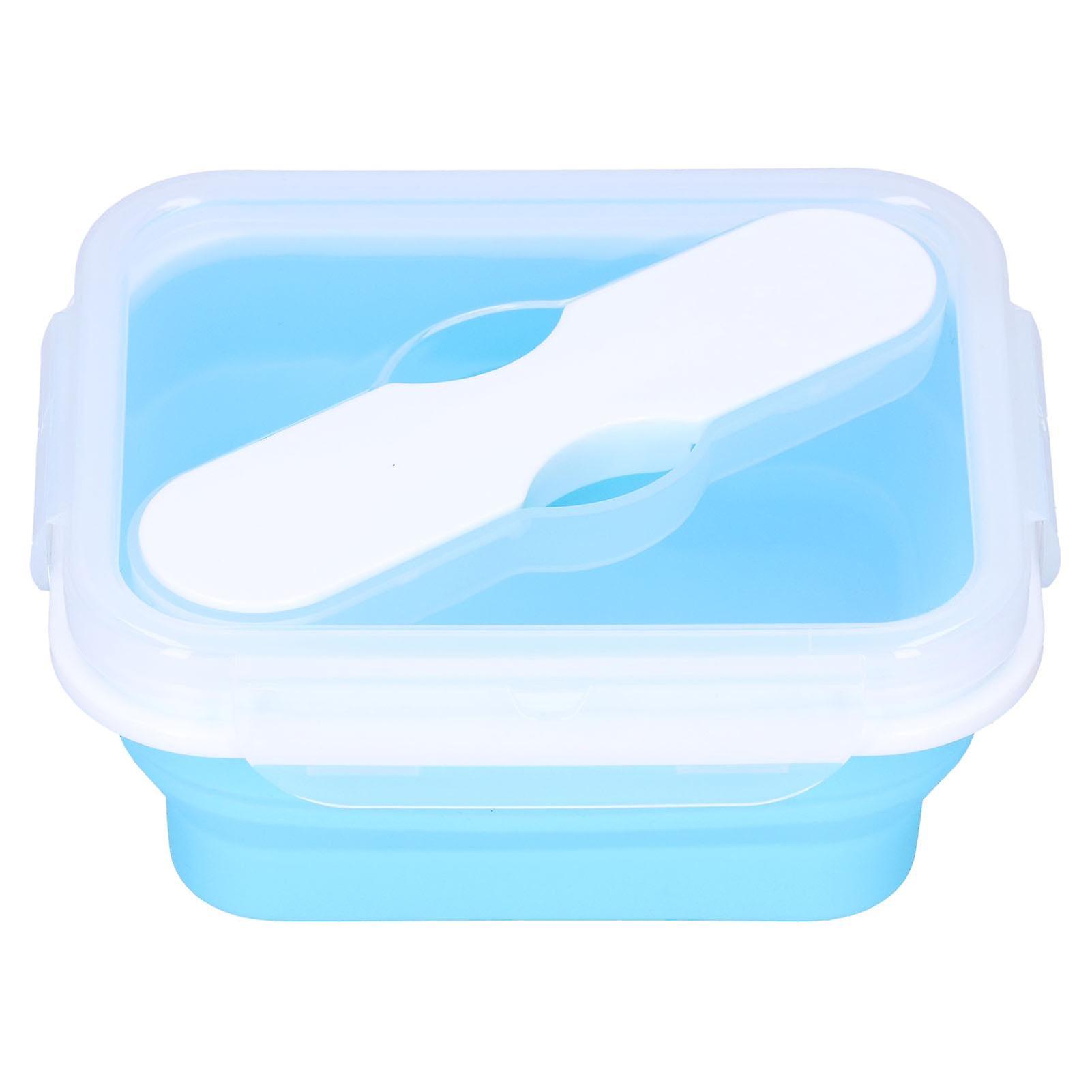 Silicone Insulation Box Portable Lunch Box with Integrated Fork Spoon for Office School