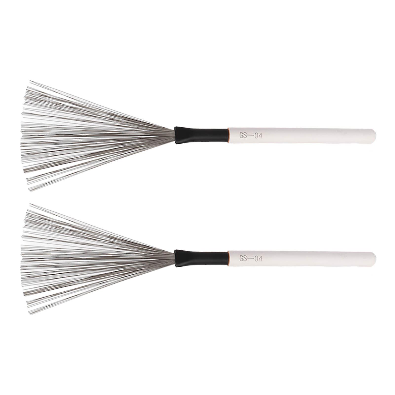 Drum Brush Set Steel Wire Maple Handle White Percussion Tool