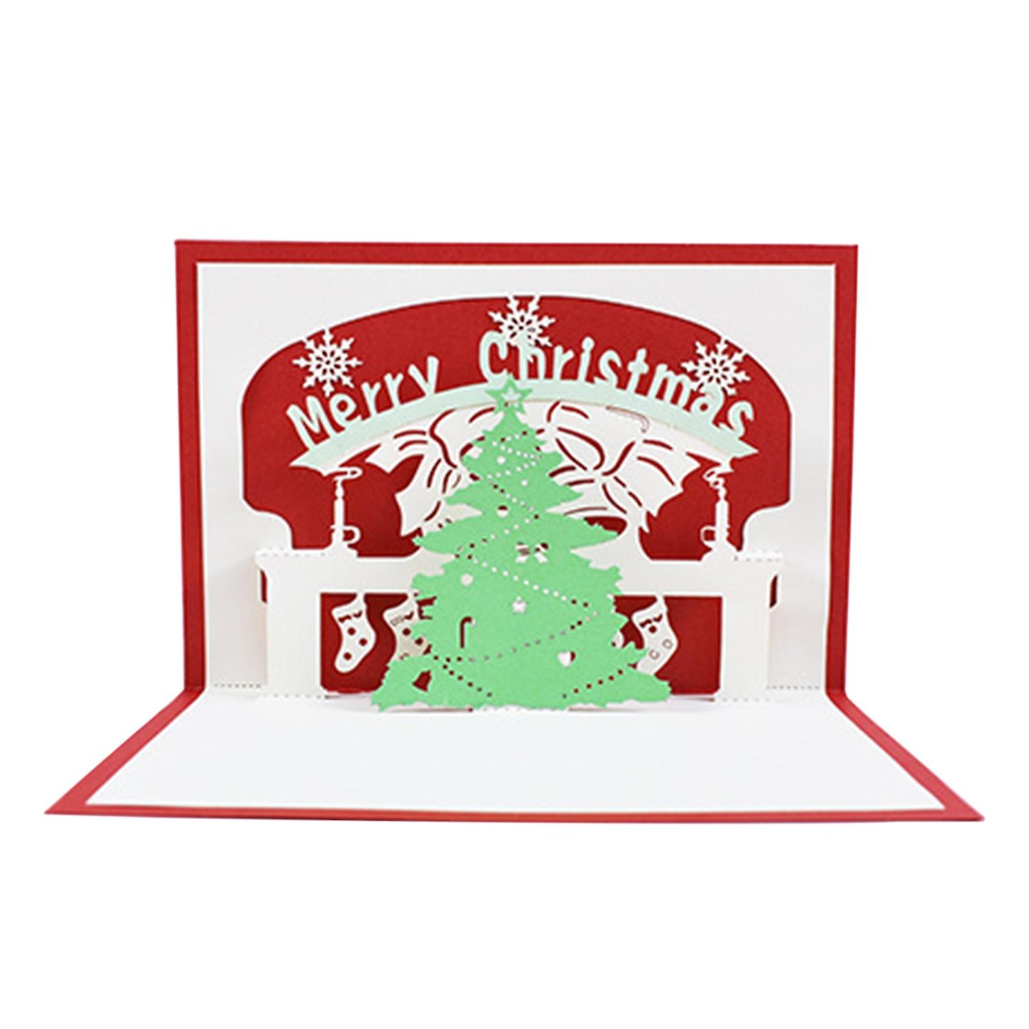 3D Pop Up Christmas Cards Greeting Holiday Cards with Envelope Xmas Decoration Ornament Xmas New Yea