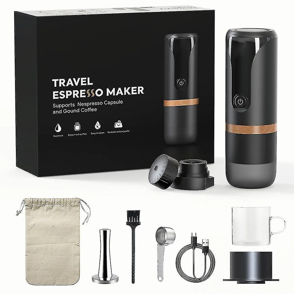 Macchina per caffè espresso portatile 9 bar ricaricabile a pressione 2 in 1 piccola caffettiera da viaggio compatibile con capsule Nespresso caffè macinato perfetto per tr