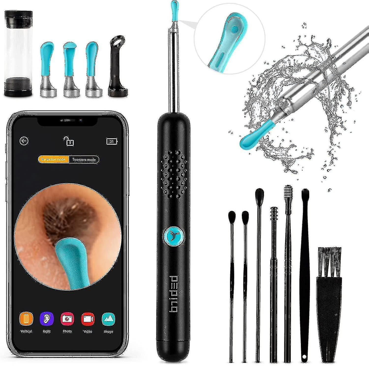 Ear Wax Removal Tool Camera - R1 Upgraded Anti-fall Off Eartips Ear Cleaner With Camera, Wireless Otoscope With 1080p Hd Waterproof Ear Camera, Earwax
