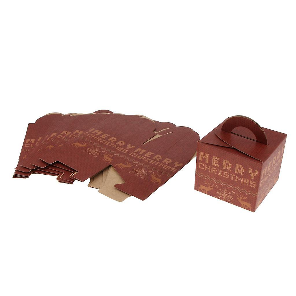 10Pcs Χριστουγεννιάτικα Πουλόβερ Candy Apple Boxes 3.5''x3.5''4.7'' Κόκκινο Διπλό Ελάφι