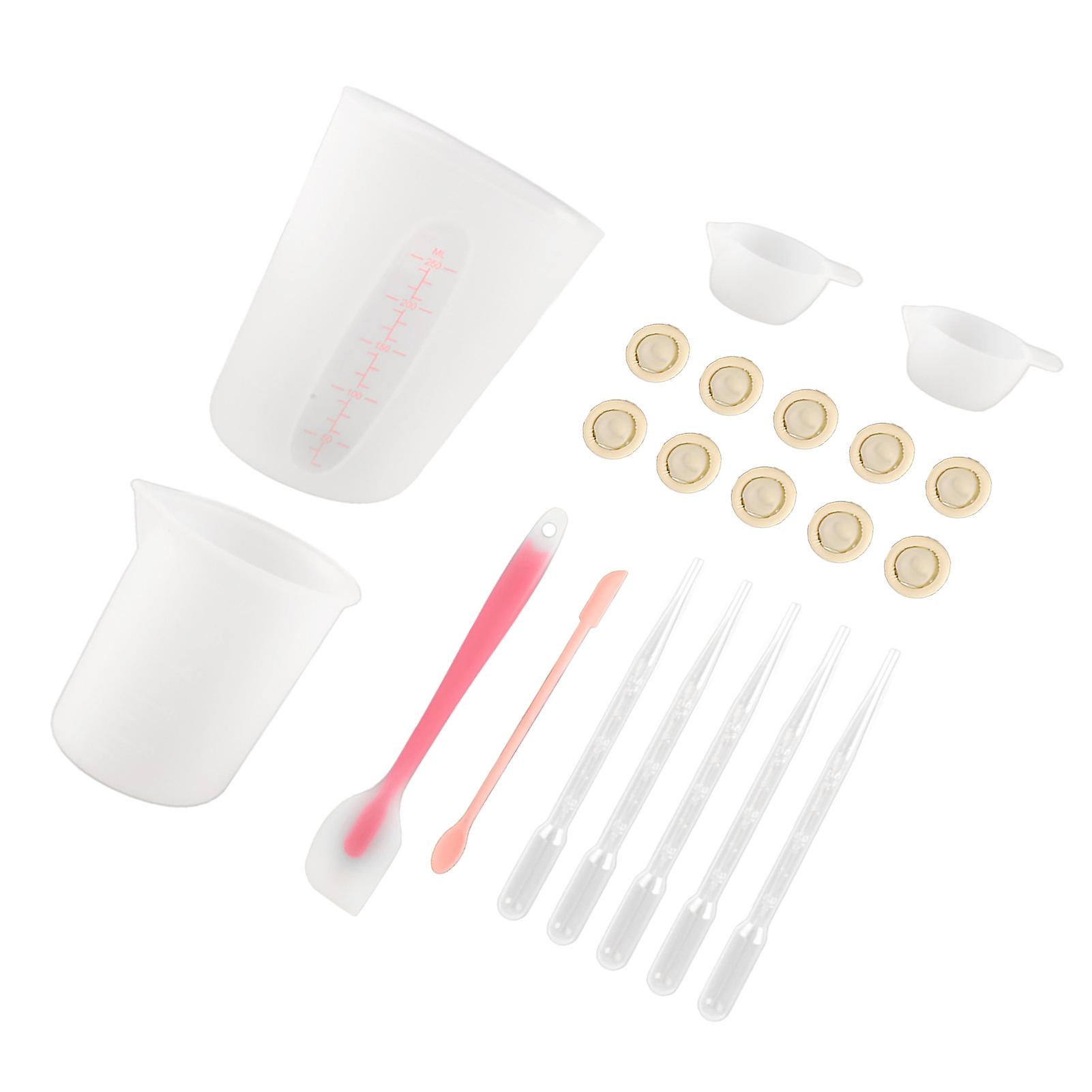 Silicone Measuring Cup Tool Kit Spatula Finger Gloves Pipettes Epoxy Resin Mixing Tool Set for Crafts 21pcs Tool Set, Pink 