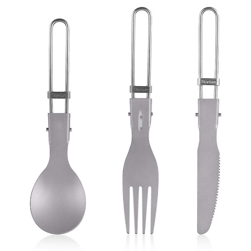 Titanium Flatware Knife Fork Spoon Set Lightweight Ti Camping Utility Cutlery Set