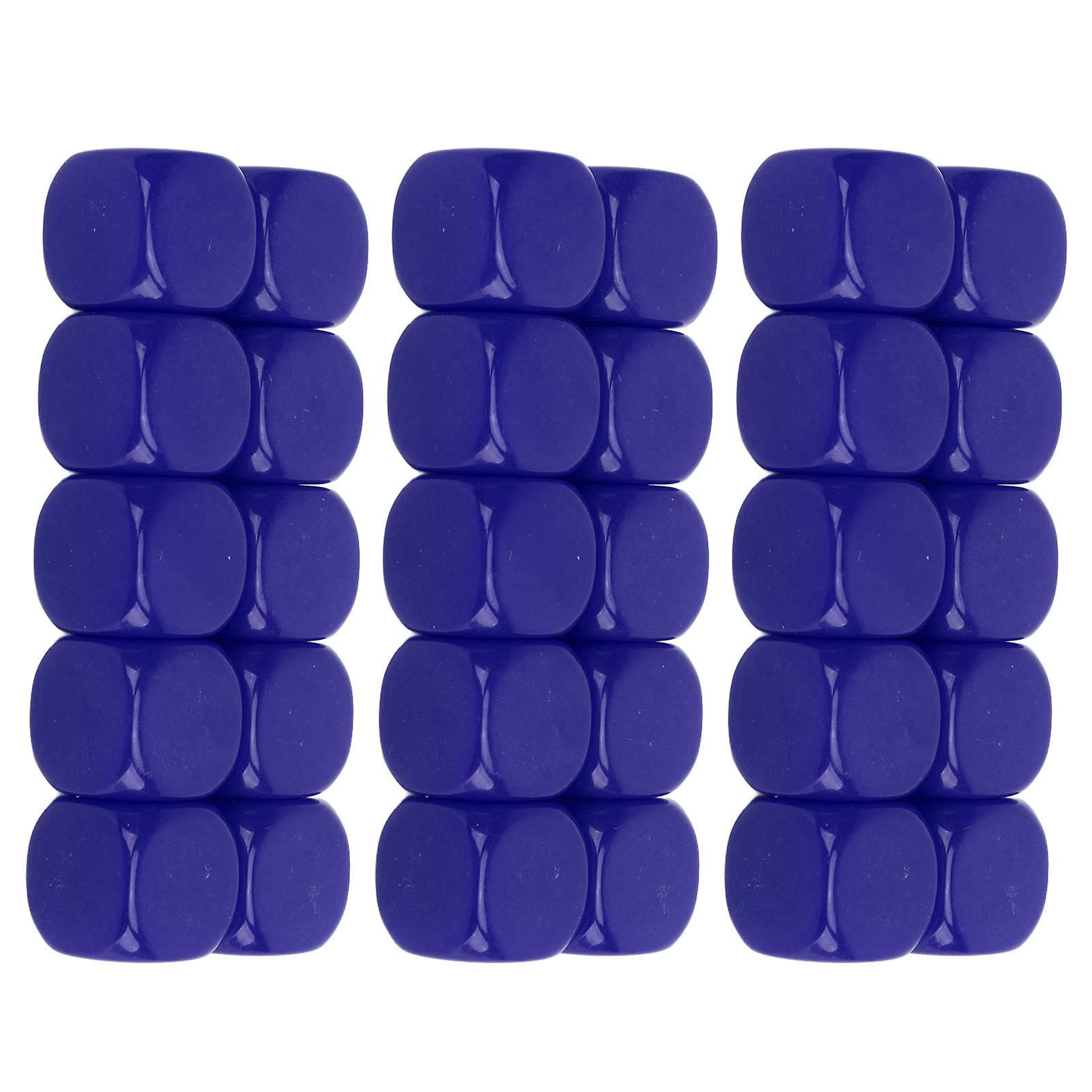 30PCS 16MM Blank Dice Set Plastic Rounded 6 Sided Dice Cubes For Game Party Fun DIY Sticker Math Teaching Blue 