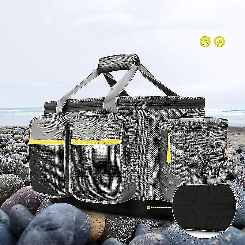 Tackle Bag, vanntett polyester fiskeutstyr oppbevaring skulderveske, polstrede stropper og sklisikre bas