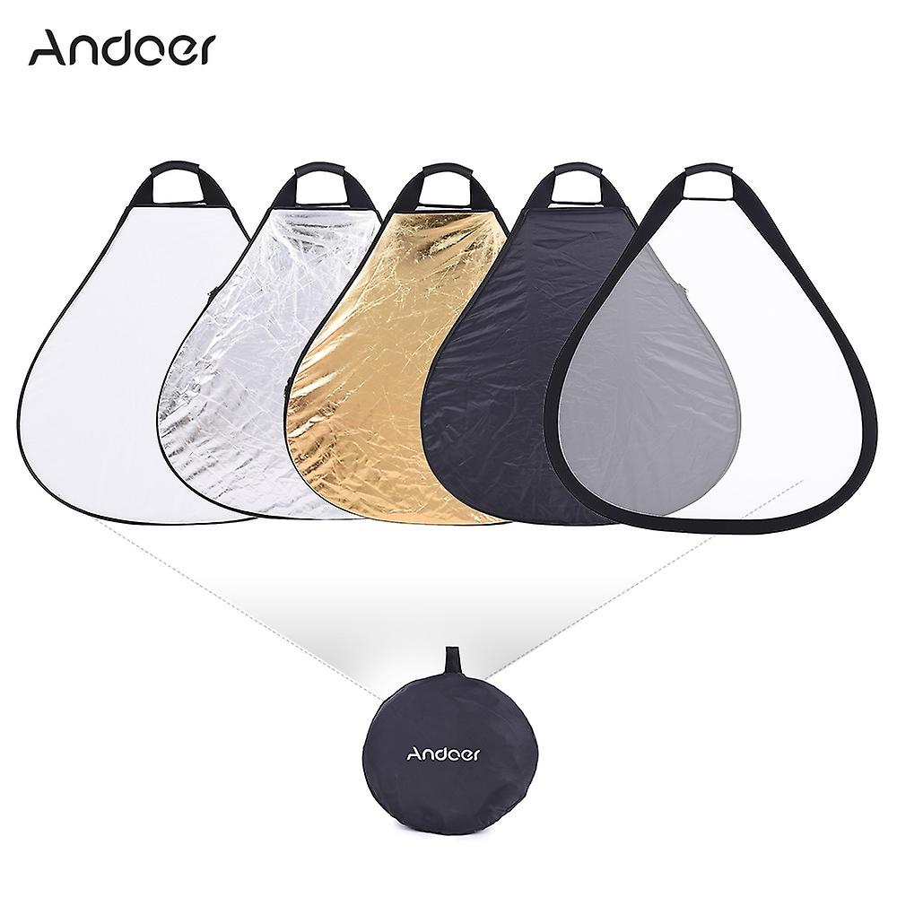 Andoer 30"/76cm Portable Handheld Triangle Collapsible 5in1 Multi Reflector with Gold/Sliver/White/B