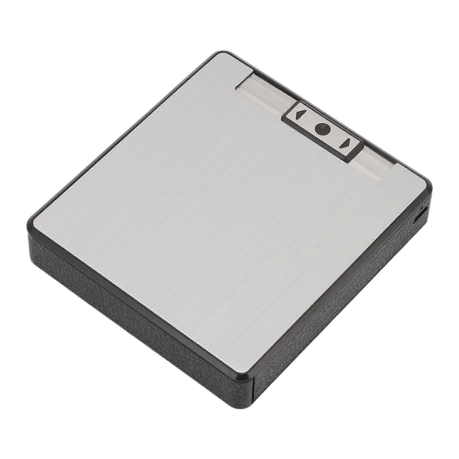 Cigarette Case With Lighter Hold 19 Capacity USB Rechargeable Automatic Ejection Aluminum Cigarettes Box Silver