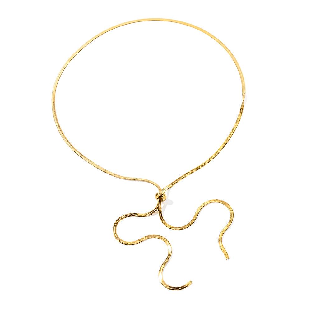 18k multifunctional flat snake chain women's pull-out sweater chain