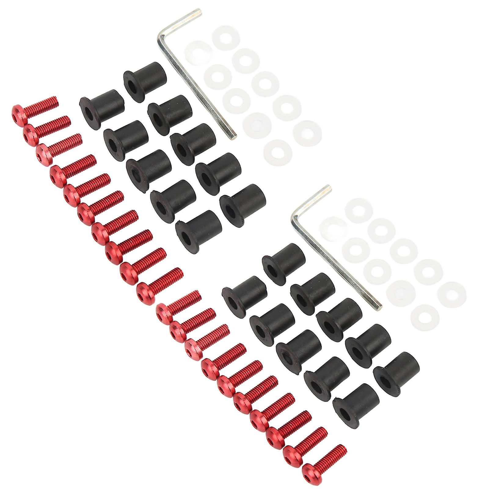 M5 Motorcycle Windshield Bolts Nuts Gaskets Set: Replacement for Suzuki - Red