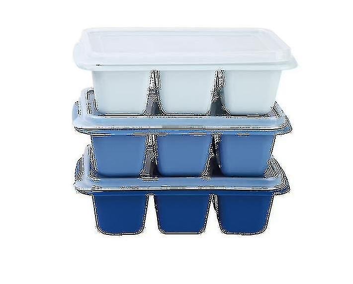 3er-Pack flexibles Silikon Mini 6-Block-Eiswürfelform Eiswürfelbox mit Deckel
