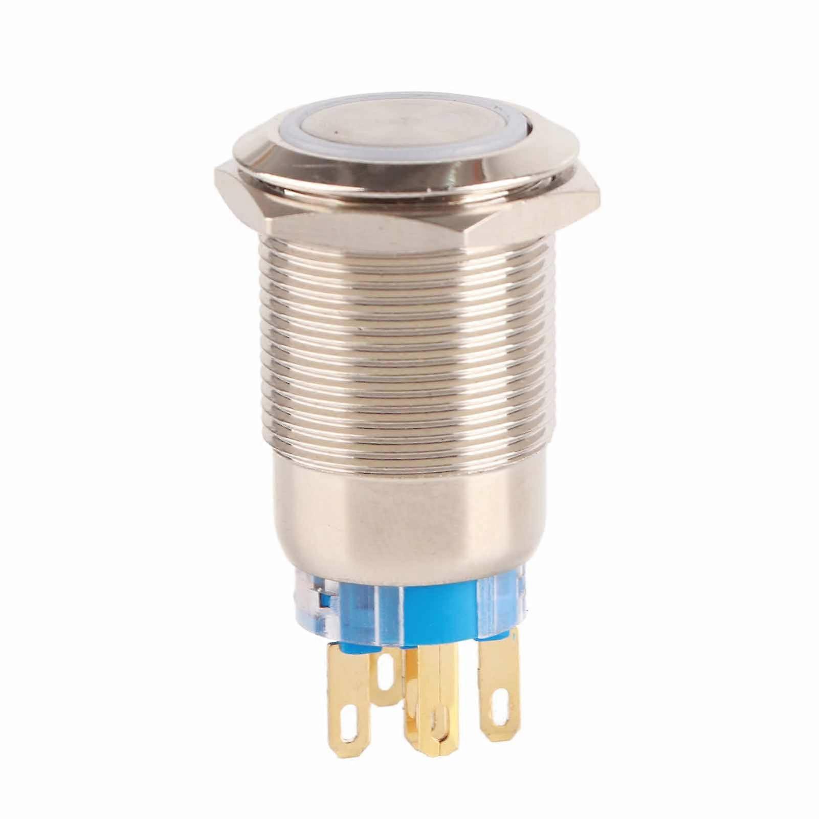 19mm 12-24v Waterproof Stainless Selflocking Latching Push Button Switch Green Led
