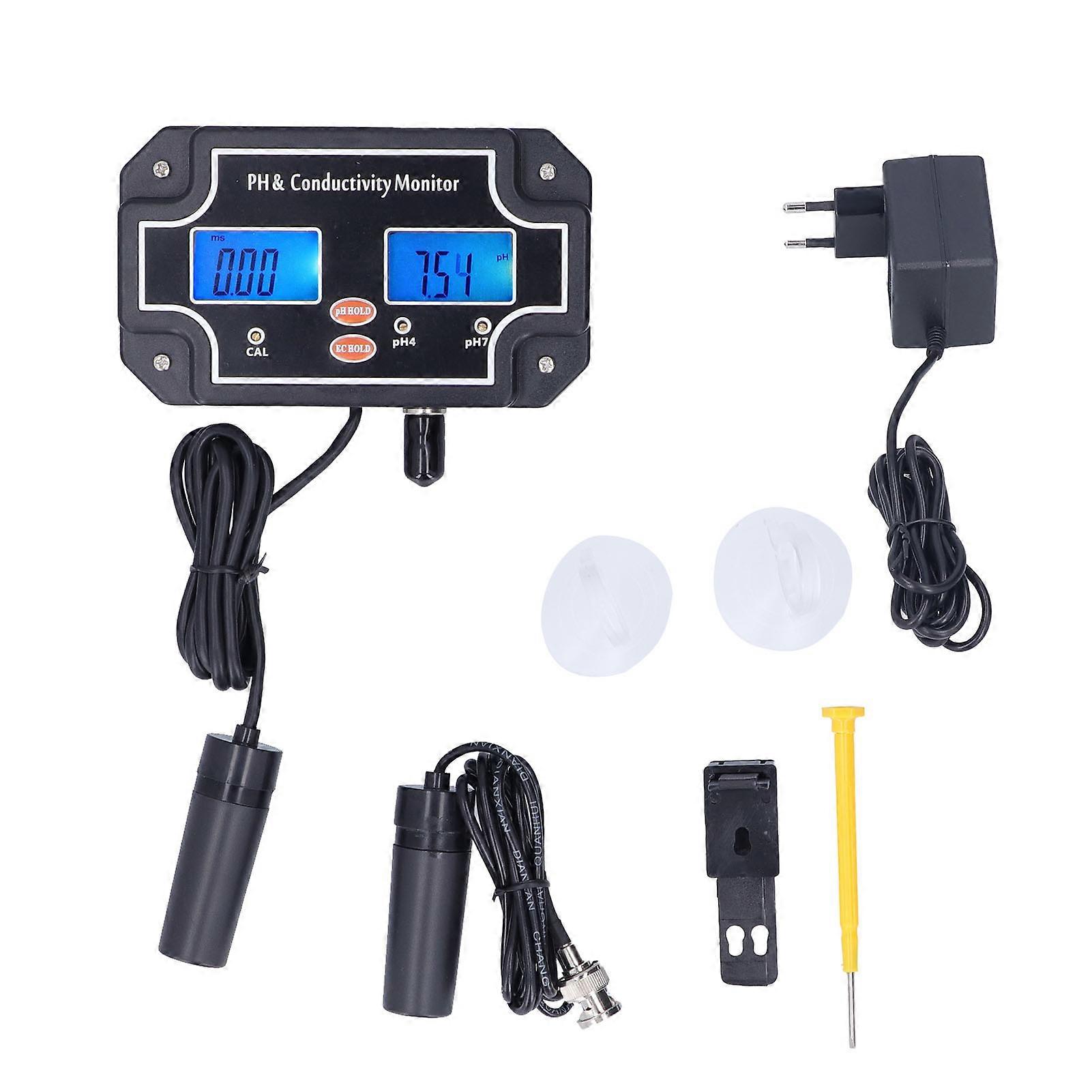 PH2681 PH/EC Water Quality Tester ATC PH Meter DC6V Hydroponic Monitor for Fish Tank AquariumEU Plug 230V NO.0981