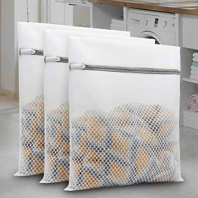 3pcs Premium Honeycomb Mesh Laundry Bags - Protect Delicates with Zipper Closure, Woven Fabric, and Medium Size (12x16 Inches) for Multipurpose Use Du