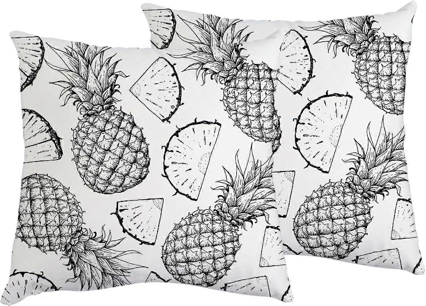 Pillowcase 18x18 inch black white pineapple Square Throw Pillow Covers Protector Pillow Sham Case with Zipper