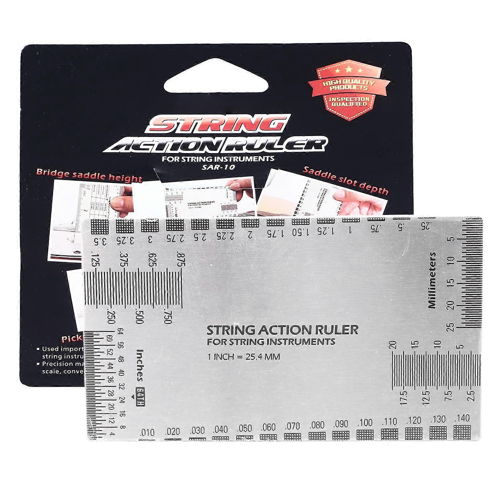 String Action Gauge Multifunctional High Accuracy Stainless Steel Guitar String Height Measurement Ruler