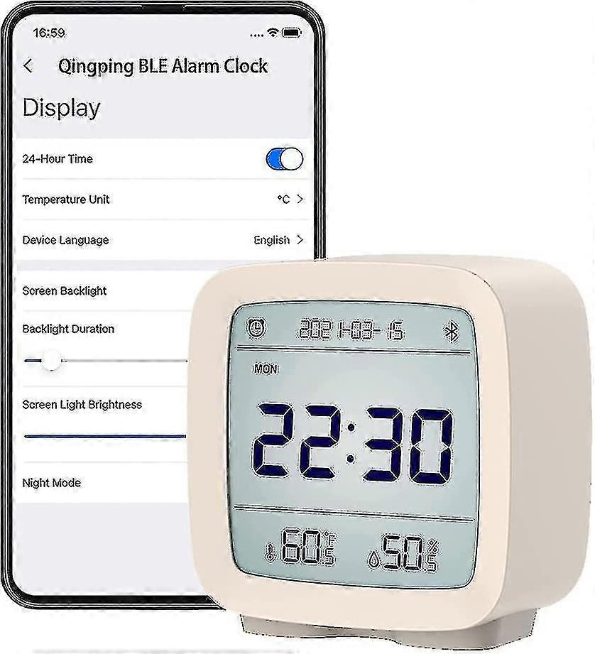 Bluetooth Wecker, Temperatur Luftfeuchtigkeit Display LCD-Bildschirm Einstellbare Nacht Geschenk