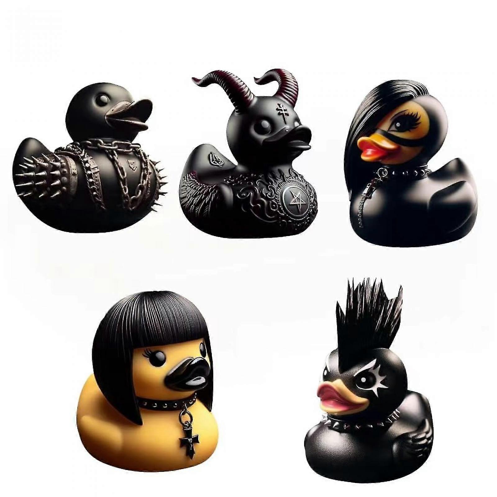 Gothic Resin Duck Figurine Ornament Decor, Handsome and Unique Punk Duck Statue Craft Decoration Sculpture for Home Office Desktop, Cars, Cabinets, Ba