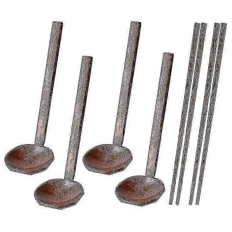 4 Pieces Japanese Long Handle Large Spoon Ramen Spoon