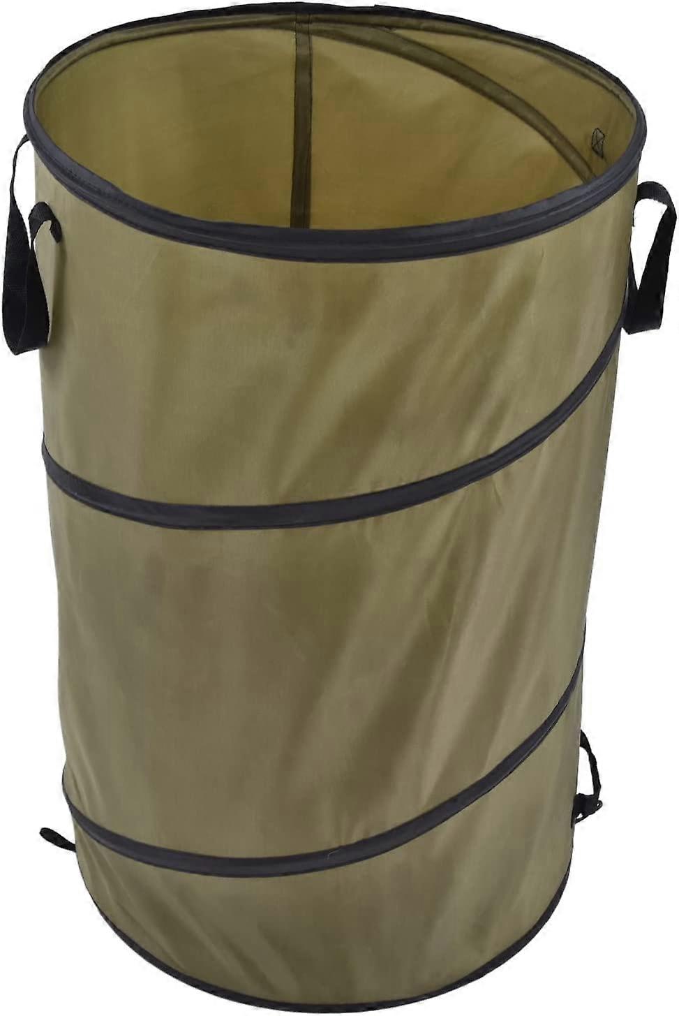 Collapsible Trash Can, 30 Gallon Reusable Yard Waste and Trash Collectordark green