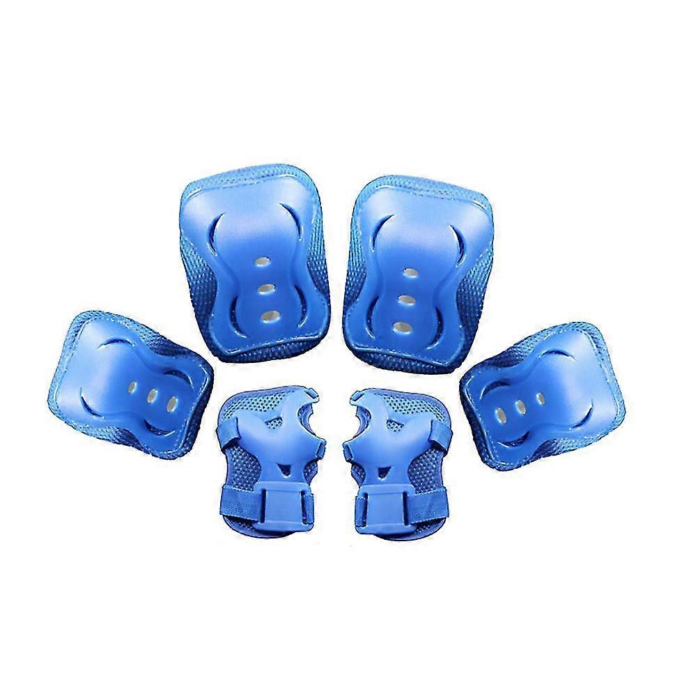 A Set of 6pcs Child Kids Roller Skating Skateboard Cycling Knee Elbow Wrist Pads Protector Guards Protective Gear (Blue)