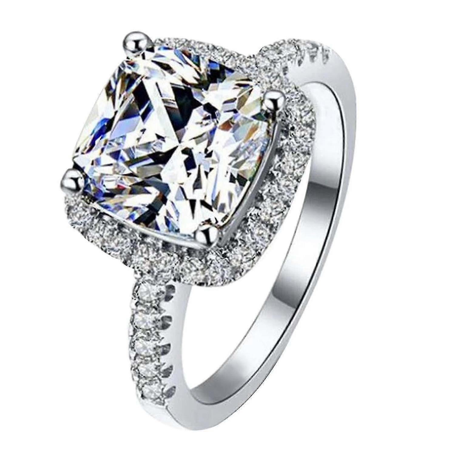 Inlaid Square Super Flash Gemstone Ring Classic Women's Gemstone Ring