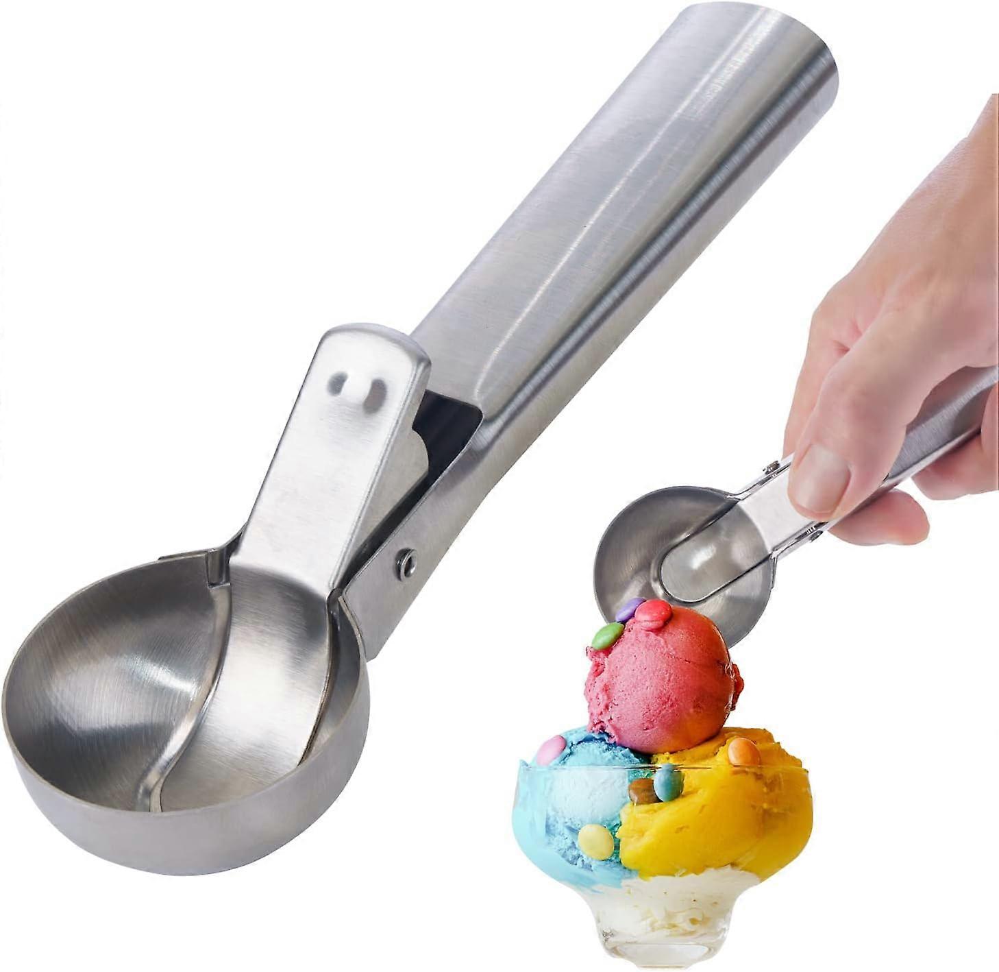 1 Pack Ice Cream Scoop, Stainless Steel Ice Cream Scoop with Trigger Release