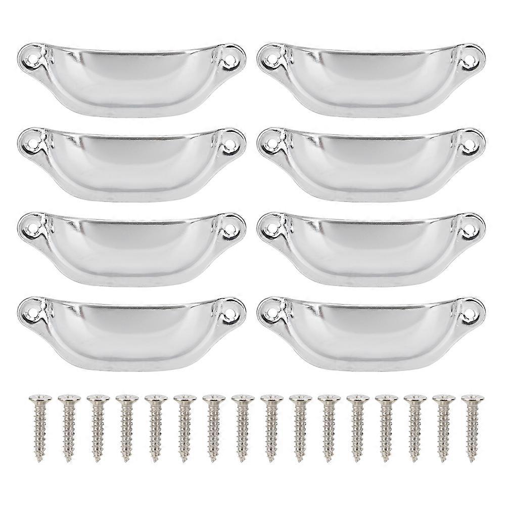 アンティークプルシェルハンドル半円形中国風家具プル薬チェスト書棚キャビネット引き出し(シルバー)