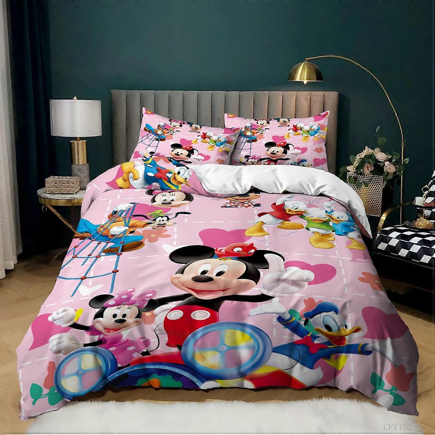 3 Piece Mickey Mouse and Minnie Bedding Set with Zipper and 2 Pillowcases 50 x 75 cm)
