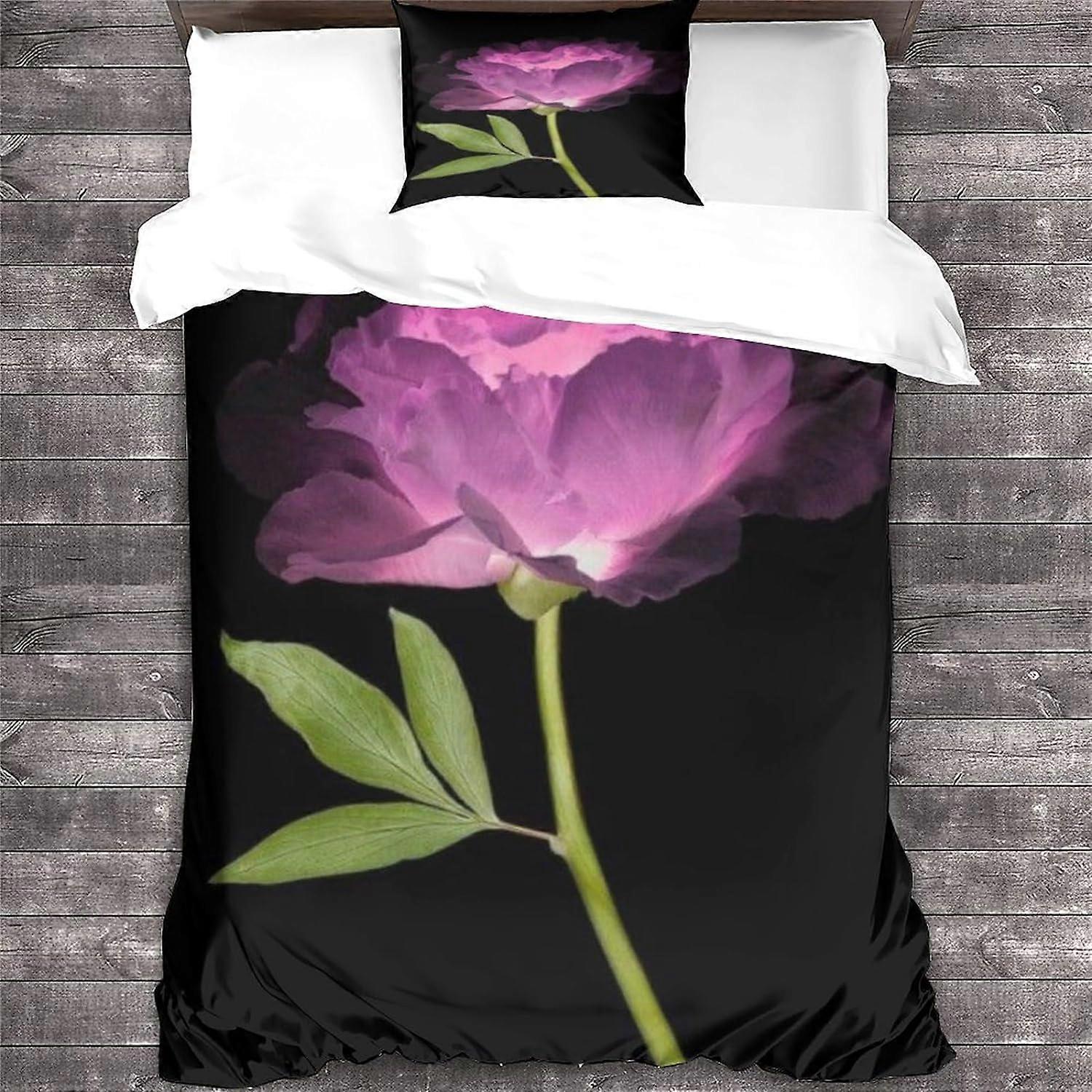 مجموعة الفراش من قطع الزهور جميلة الأزهار النباتية D غطاء لحاف قطع مجموعة الفراش (غطاء لحاف وسائد) ، ٪ م