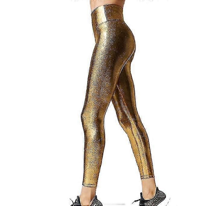 Women's Metallic Leggings Shiny Trousers High Waist Leggings