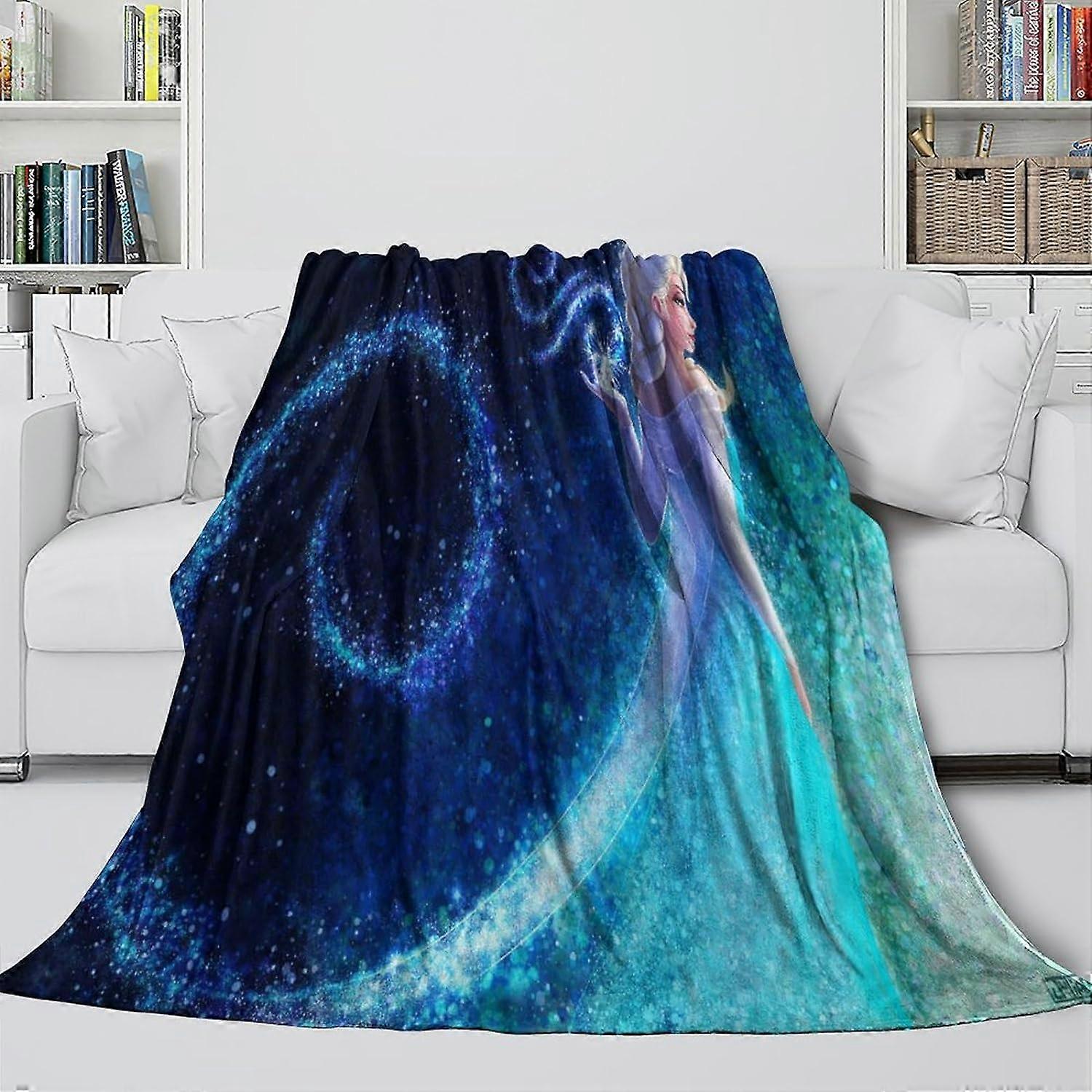 Frozen Fleece Blankets Throw Large Kids Adults Microfiber Fluffy Soft Warm Lightweight Plush Blanket 3D Printed Flannel Blankets for Bed Sofa Chair K-