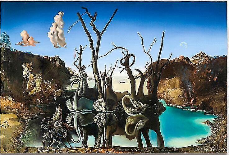 سلفادور دالي اللوحة البجع تعكس الفيل، الماس اللوحة الصليب غرزة، كامل الماس التطريز نمط الفسيفساء