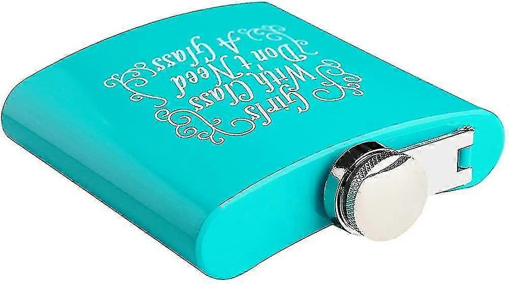 Liquor Flasks Women Funny Leakproof - Matte Stainless Steel Hip Flask With Funnel 6oz (blue)