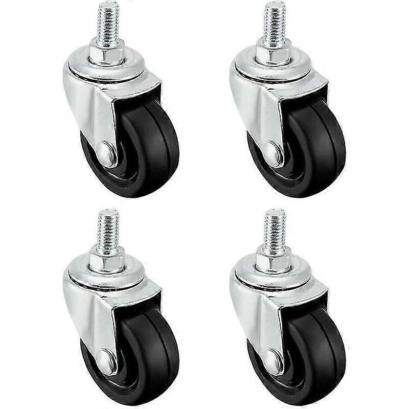 Set Of 4 40mm Rubber Wheels With M8 Threaded Rod