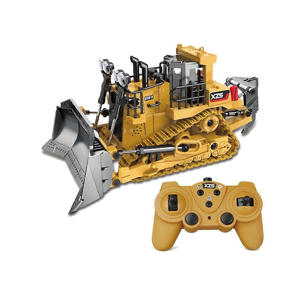 1:24 2.4GHz 9 Channels Remote Control Tractor Toy Bulldozer RC Aluminum Alloy Engineering Tractor T