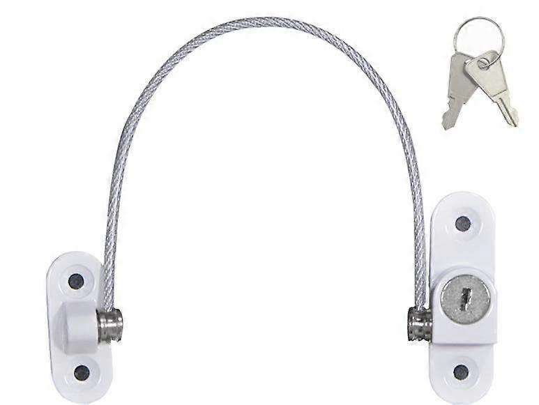 2 pcs Window Restrictor Locks, Child Baby Safety Security Wire Catch with Key Sash Window Locks