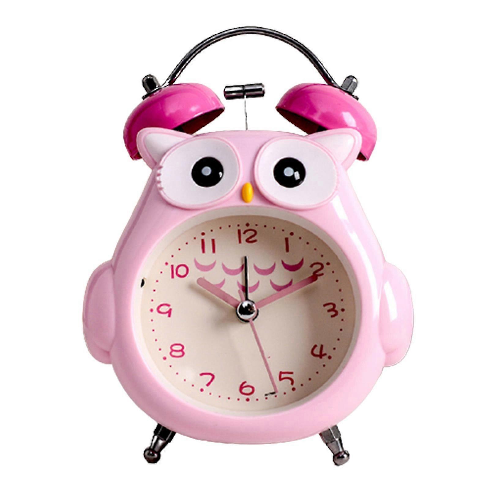 Kids Alarm Clock Owl Loud Bell Analog Alarm Clock Silent Non-Ticking Desk Clock with Night Light