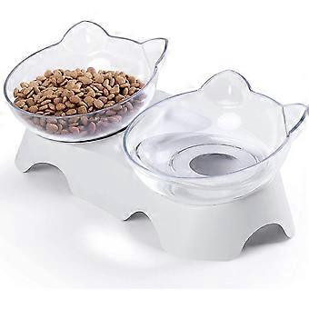 Cat Bowls, Cat Food Bowls Elevated, Double Kitty Bowls With 15tilted Raised Cat Dishes, Pet Feeding Bowl For Small Cat And Puppy