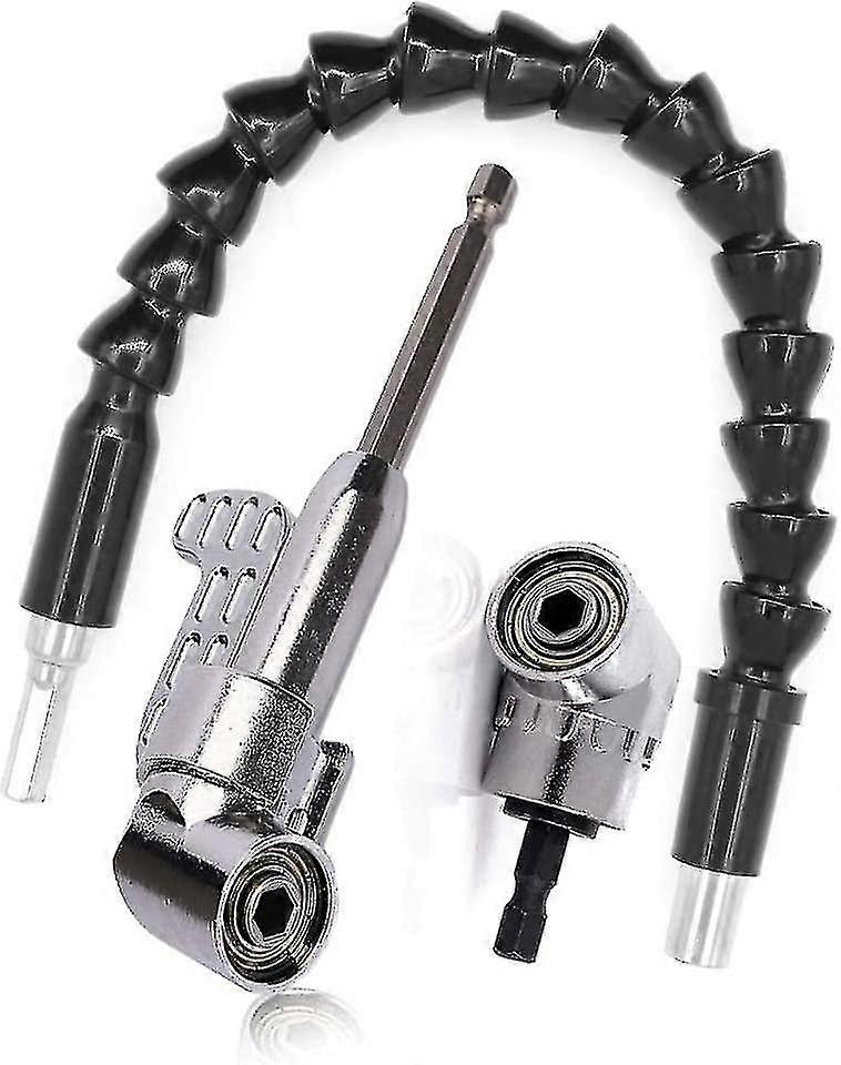 Right Angle Drill Bit And Flexible Angle Extension Kit, Right Angle Angled Screwdriver 105 Degree 1/4" Hex Shank For Drill Hy
