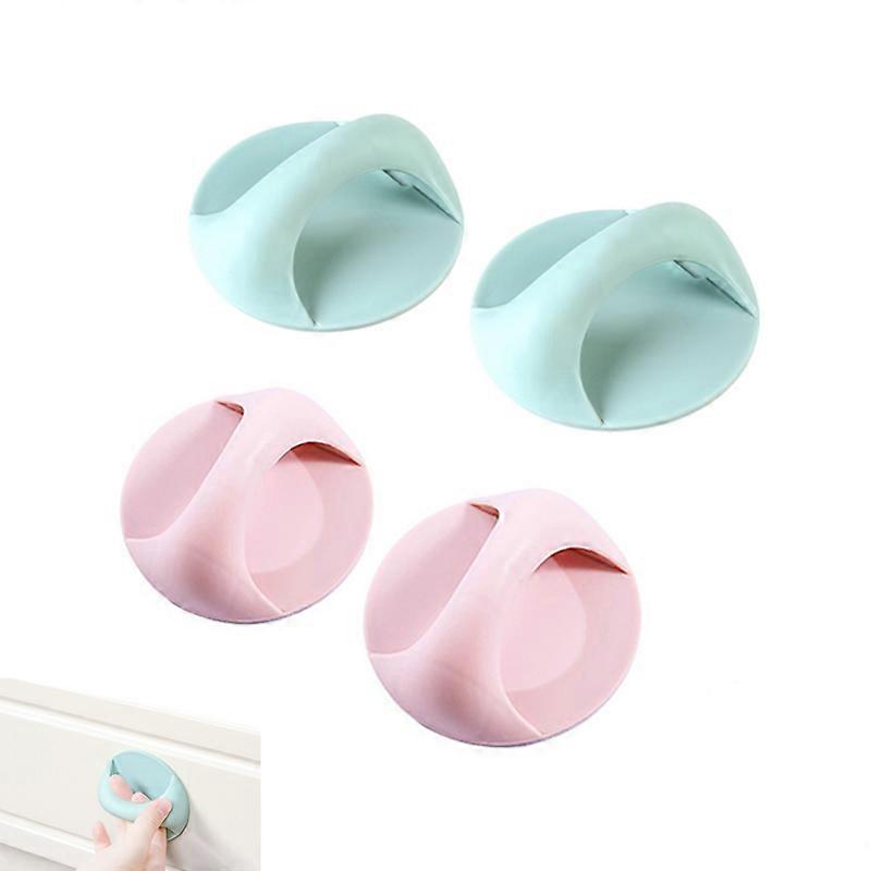 4pcs Adhesive wardrobe door handle,blue and pink