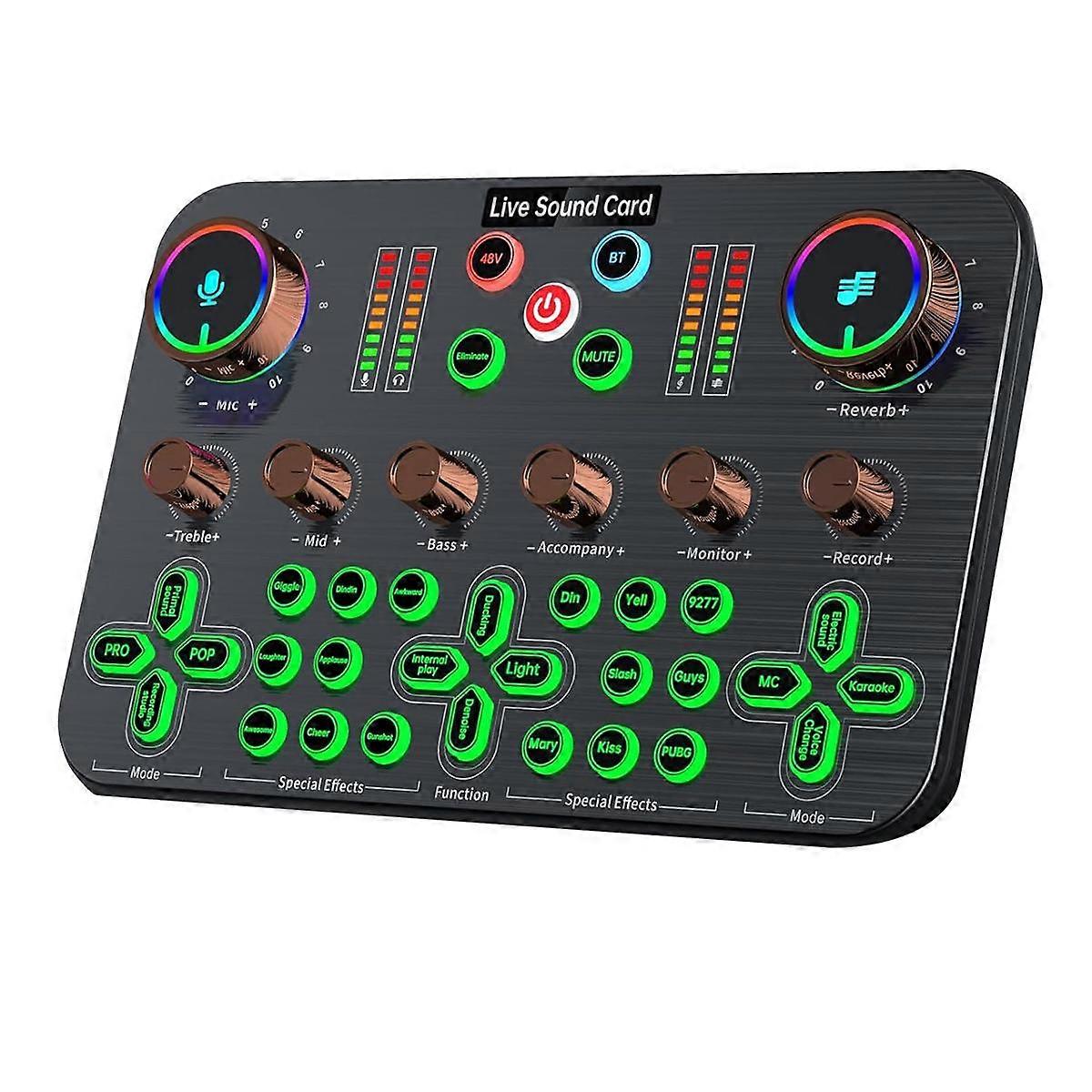 Gaming Audio Mixer, Streaming Audio Mixer, Audio Interface Sound Card for Live Streaming, Podcast R
