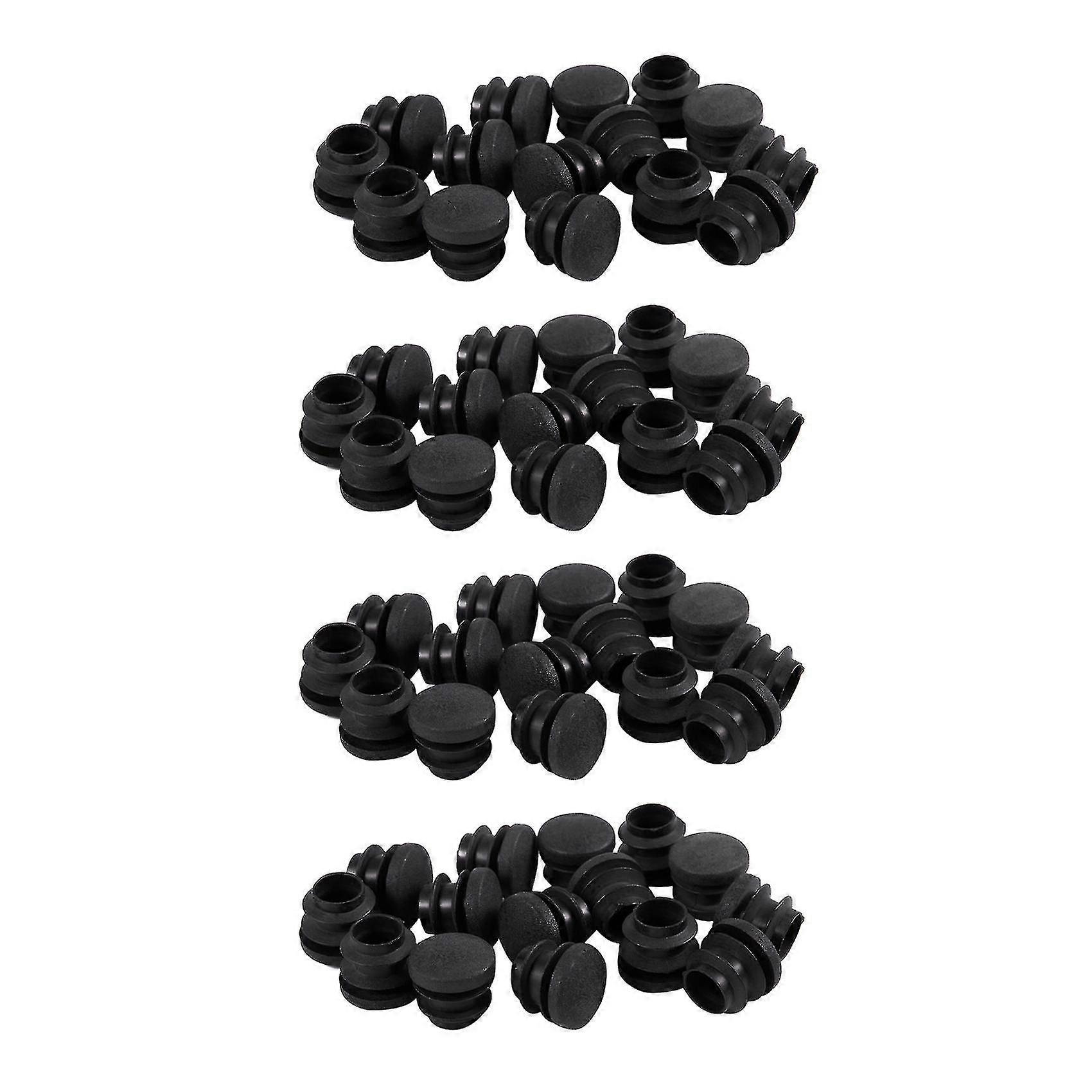 60pcs Black Plastic Blanking End Cap Round Tube Insert Pipe Bung 16mm