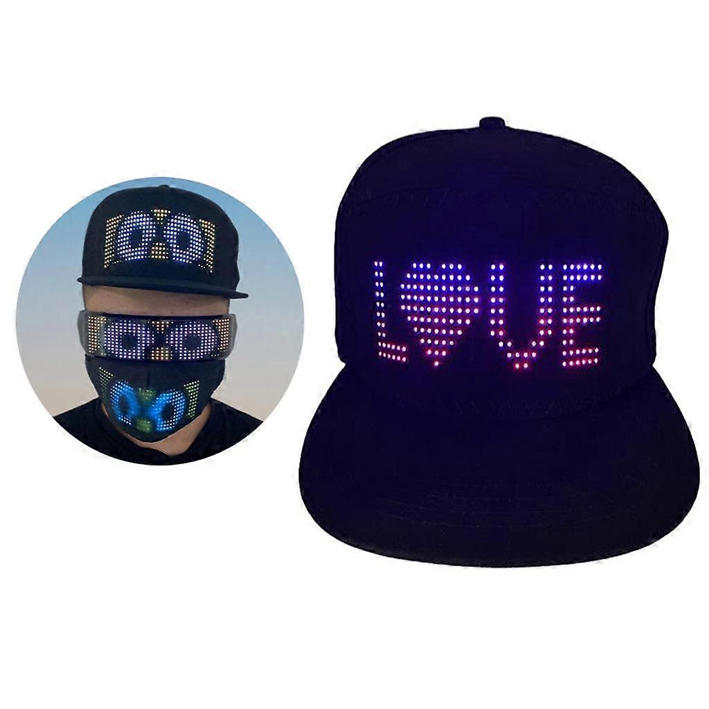 Flash Glow LED Display Cap Hat Editable APP Control Breathable for Holiday