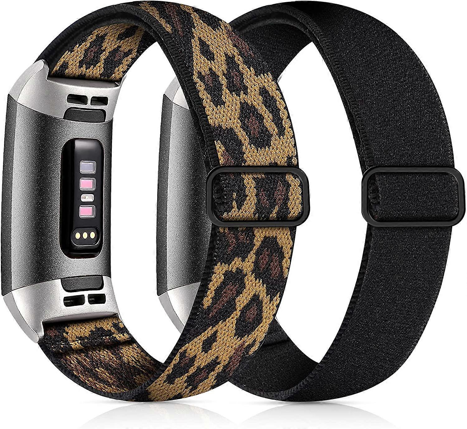 2 Pack Elastic Band Compatible with Fitbit Charge 4/Fitbit Charge 3 Bands for Women Men, Adjustable Stretchy Loop Nylon Fabric Strap Replacement for C