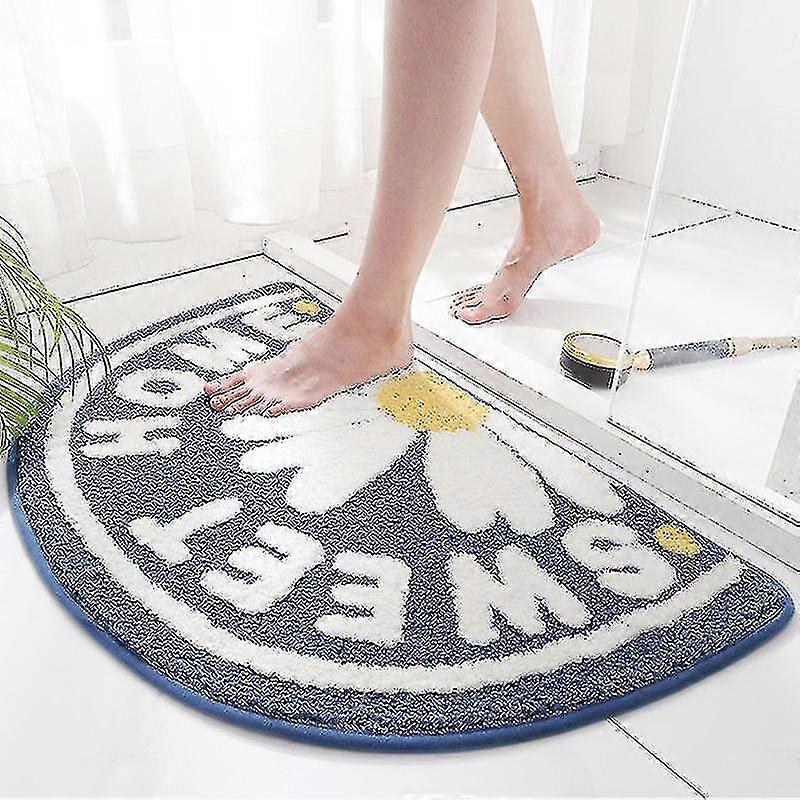 Blumenbadeteppich - Wasserabsorbierende, halbrunde Badezimmermatte