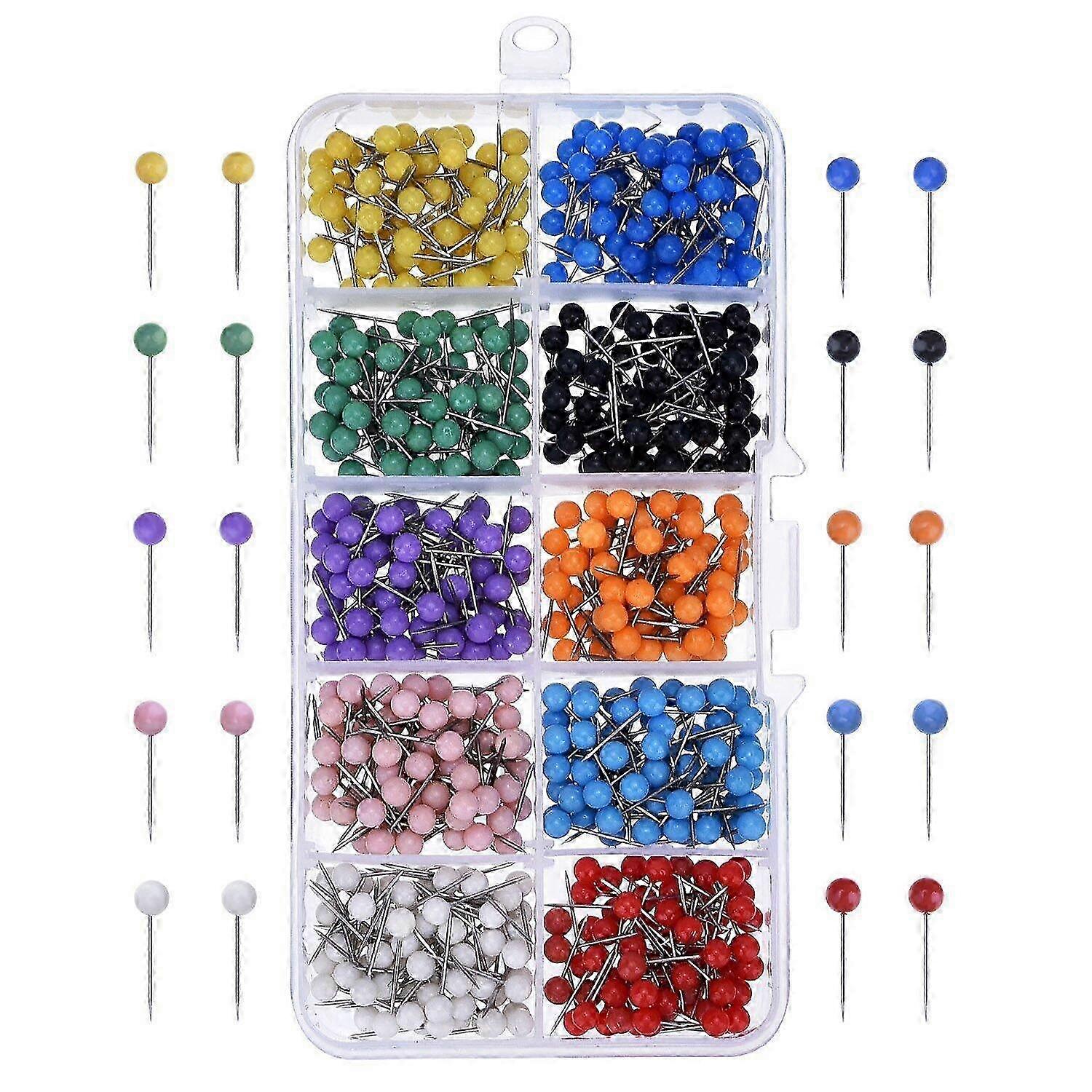 500 Pieces Colorful Map Push Pins Map Tacks Map Pins Pushpins Thumb Tacks Plastic Head Steel Drawing Pins for Corkboard, Whiteboard, Bulletin Board, P