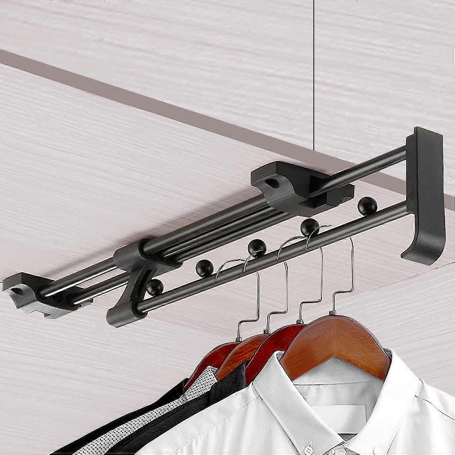 Retractable Wardrobe Rod, Pull-out Sliding Trouser Rack, Length 300 mm Sliding Wardrobe Rod, for Wardrobes and Storage Areas