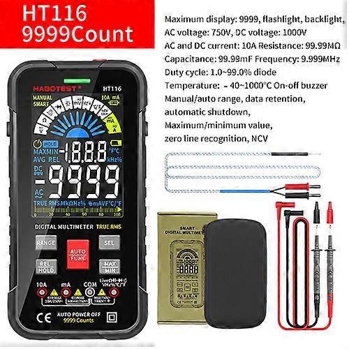 HABOTEST HT116 Multímetro digital 9999 Cuenta medidor Ohm Hz Capacitancia REL True RMS AC DC DMM profesional Auto Range Tester